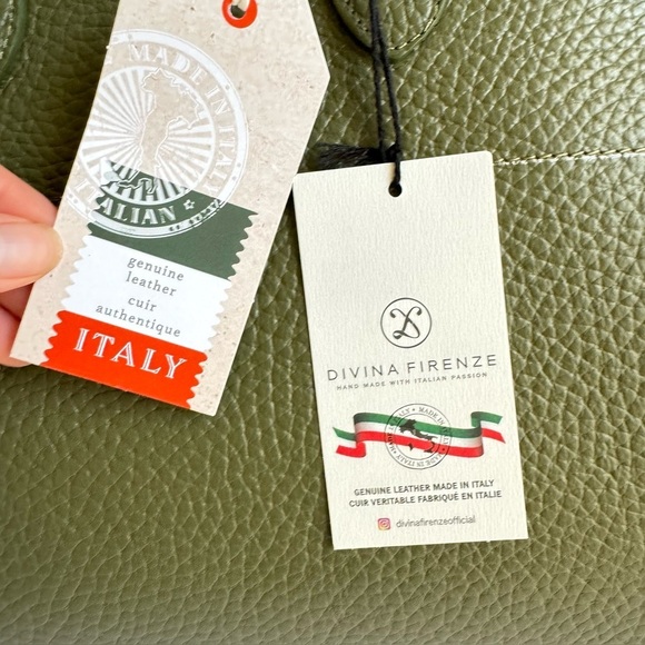 DIVINA FIRENZE Margaux Style Tote Bag Italian Pebbled Leather Viral Purse NWT - Picture 5 of 8